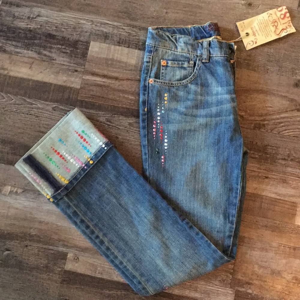 Girls skinny jeans with sequins and glitter